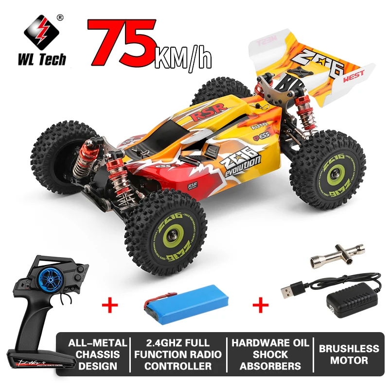 

WLtoys 144010 144001 75KM/H 2.4G RC Car 1/14 Brushless 4WD Electric High Speed Off-Road Remote Control Drift for Children Racing