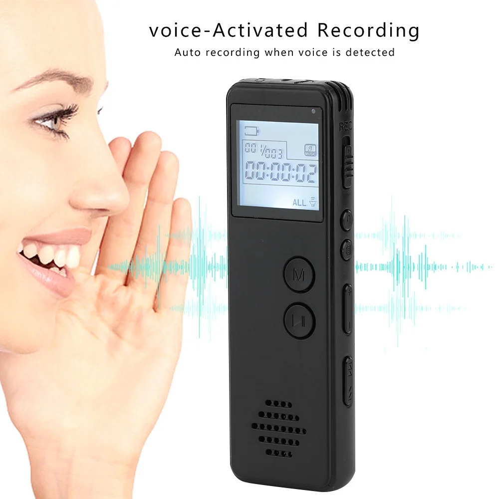 Long Distance Digital Voice Recorder One Key Recording Audio MP3 Dictaphone Noise Reduction Voice MP3 WAV Record Player 128Kbps enlarge