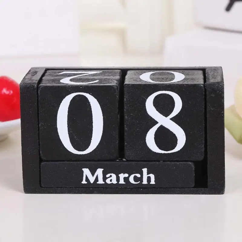 

Винтажный деревянный вечный календарь вечные блоки отображение даты месяца аксессуары для рабочего стола реквизит для фотографии украшение для дома и офиса