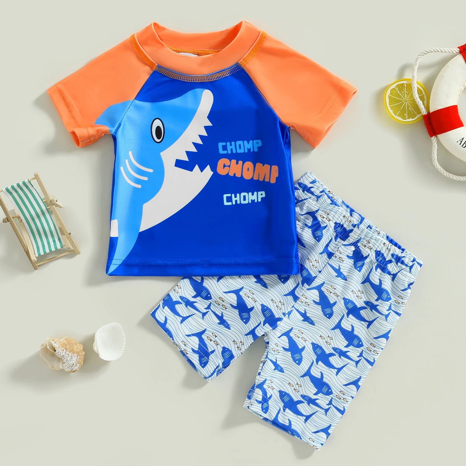 

Childrens 2 piece Shark Swimwear Boys Swimming Cap Short Pants Swimming Beach Suit Baby Bath Tub Set Girs Baby Swimsuit