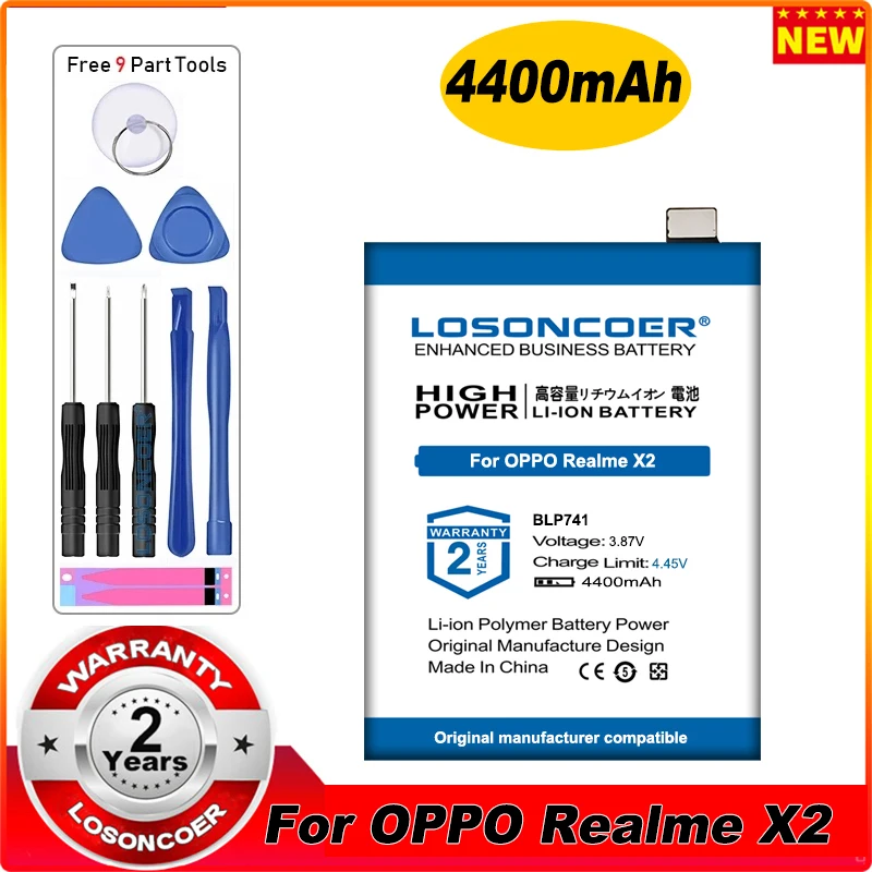 

LOSONCOER 4400 мАч BLP741 для OPPO Realme X2 мобильный телефон Battery XT
