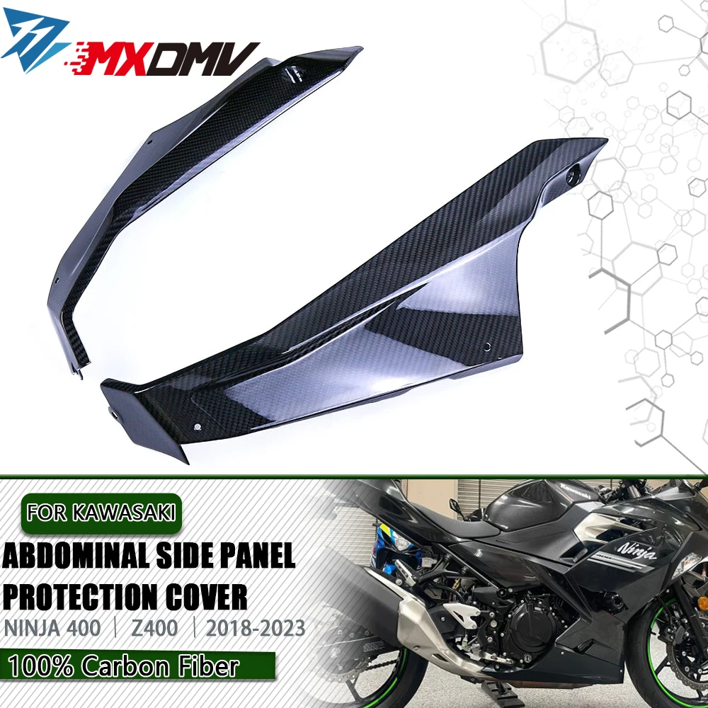 

For KAWASAKI NINJA 400 EX400 2018-2023 100% Full Dry 3K Carbon Fiber Lower Side Fairing belly Bottom Cowl