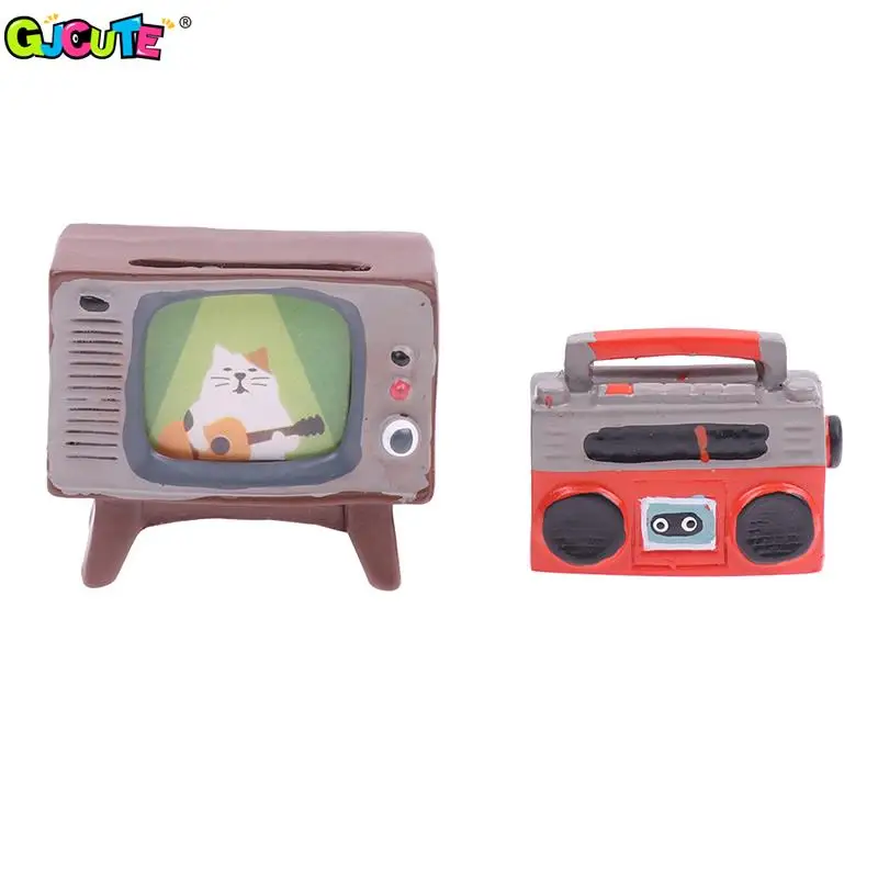 1:12 Doll House Retro TV Radio Simulation Miniature Television Furniture Model Decorative Toys Dollhouse Living Room Decoration