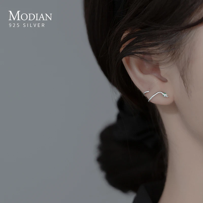 

Женские серьги-гвоздики в виде змеи, серебро 925 пробы