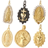 our lady virgin mary jessus cross charms for jewelry making supplise gold color amulet dijes diy earrings bracelet necklace