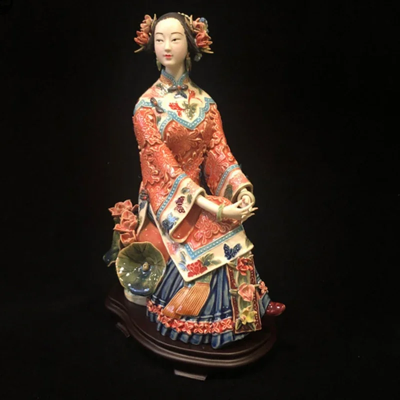 Hadiah Aksesori Dekorasi Rumah Tiongkok Keramik Patung Фигурка Gadis Klasik Wanita Cantik Seniors Kerajinan Meja