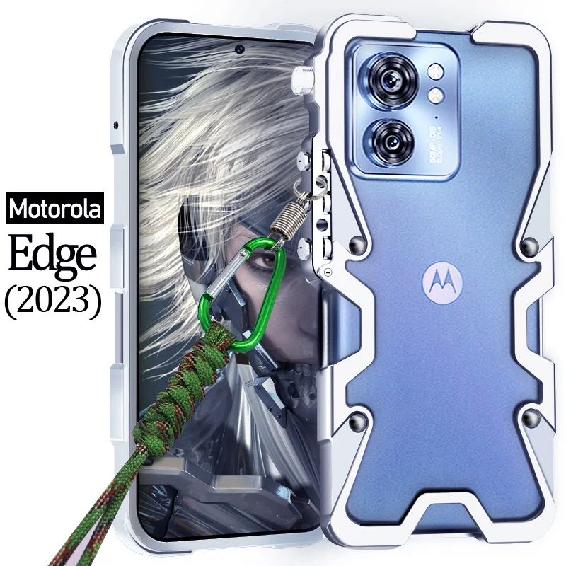 Металлический алюминиевый чехол Zimon Armor для Motorola Edge 60 50 40 Pro X50 Ultra Neo, механический, полностью ручной работы, с бампером в виде черепа (art.: 3920dc944d394) - 3920dc944d394