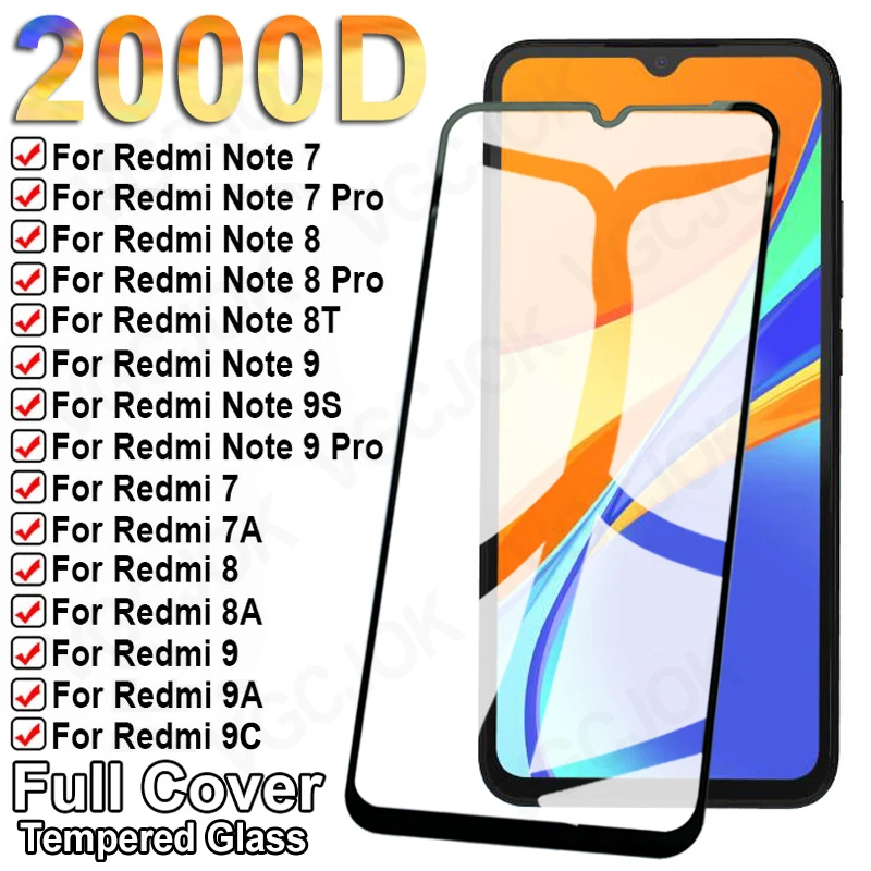 

Защитное стекло 9D для Xiaomi Redmi Note 9 Pro 8T 9S, защитная пленка для экрана Redmi 8A, 9A, 7A, 9T, 9AT, 9C, пленка из стекла NFC, 1-5 шт.