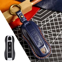 luxury leather car key protector case key fob cover bag for porsche macan 911 panamera cayenne carrera taycan auto accessories