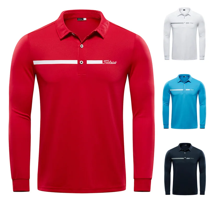 Autumn Golf Shirt Men's Long Sleeve Shirt Casual Loose Polo Shirt Quick Drying Breathable Sweat Wicking Top Collar Winter Shirt