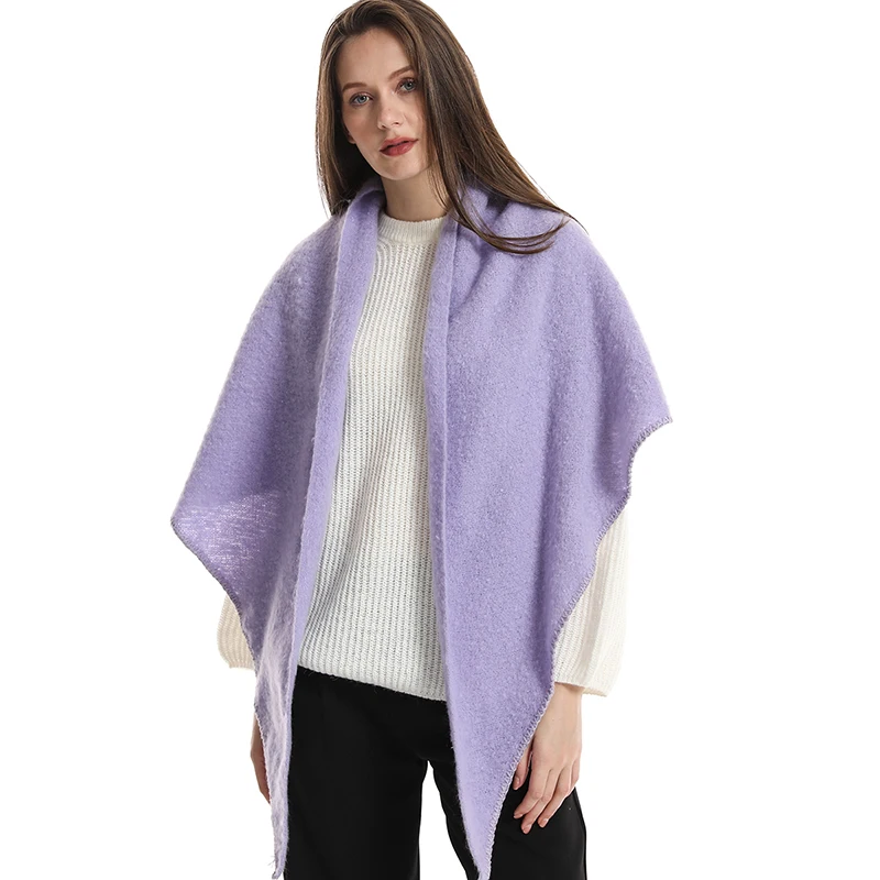 

2023 New Fashion Triangle Shawl Solid Color 71x193cm Knitted Collar Shirt Women's Elegant Women's Poncho Charming