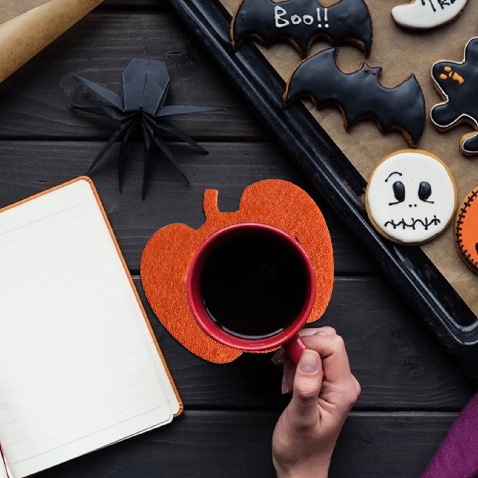 Чашка на Хэллоуин с изображением тыквы Pad 4 шт./компл. подставка в виде