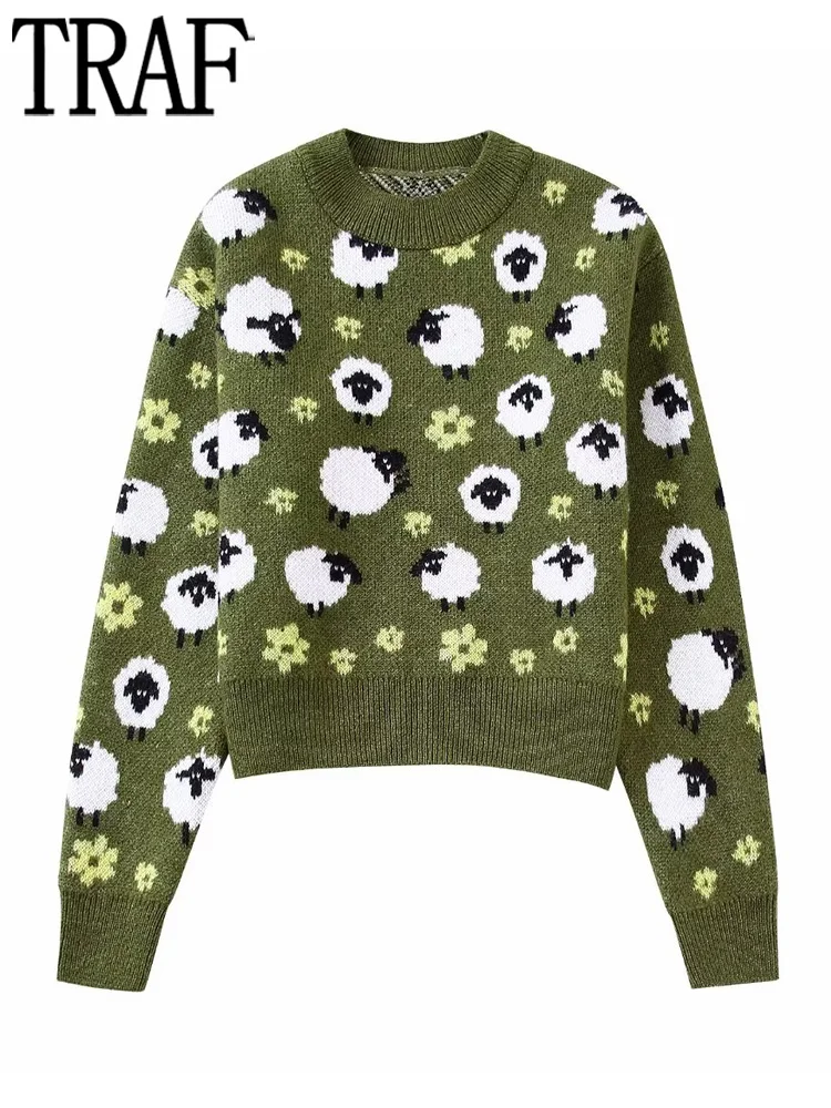 

Свитер женский Зеленый жаккардовый с длинным рукавом, на зиму