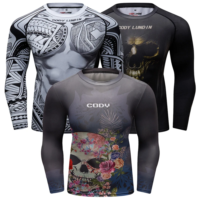 Дешевая Bjj MMA Rashguard футболка для Jujitsu мужчин Спортивная компрессионная с длинным