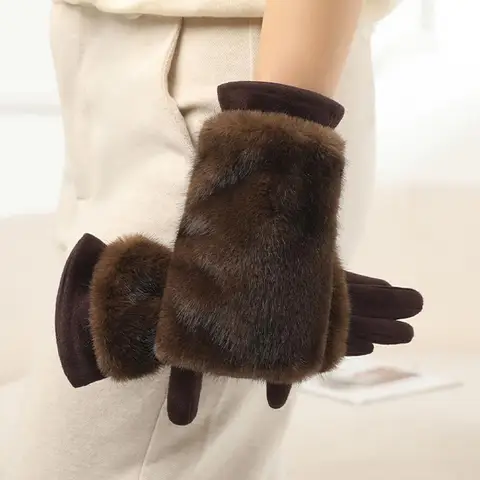 Женские замшевые перчатки с сенсорным экраном