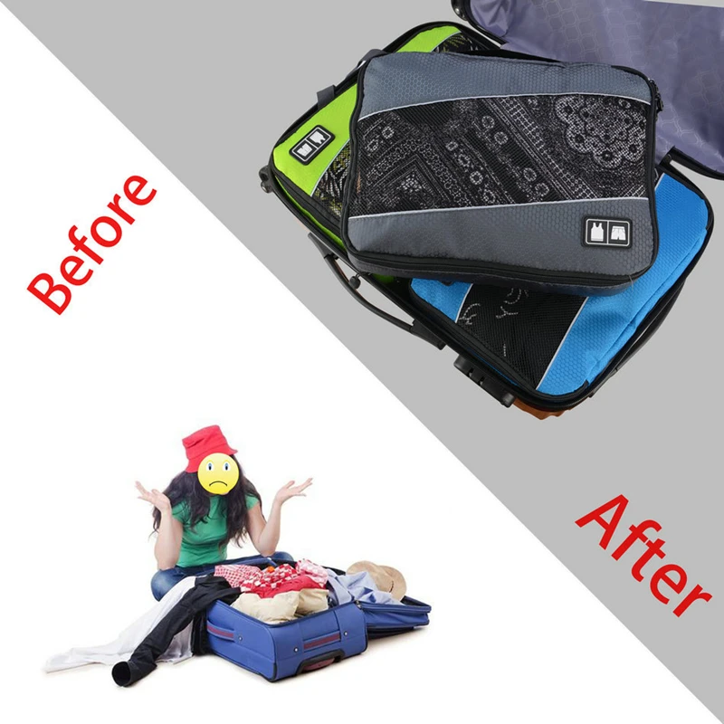 4Pcs/set High Quality Travel Luggage Organizer Storage Bags For Shirts Clothes Underwear Breathable Mesh Packing Cubes Set Pouch