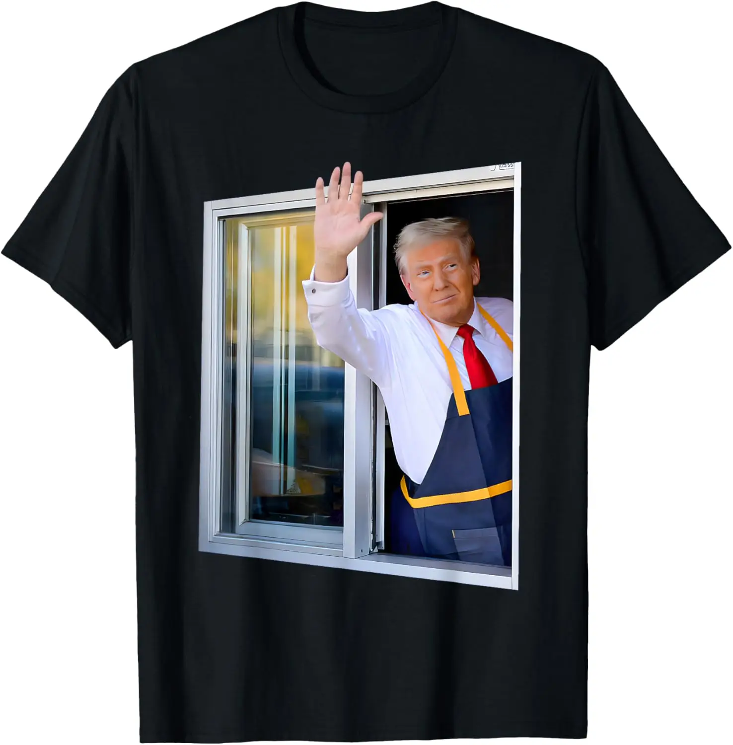 Футболка Trump Waving Drive Thru Window Serving French Fries