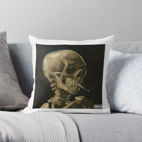 

Skull Of A Skeleton With Burning Cigaret Printing Throw Pillow Cover Waist Fashion Hotel Comfort Throw Pillows not include