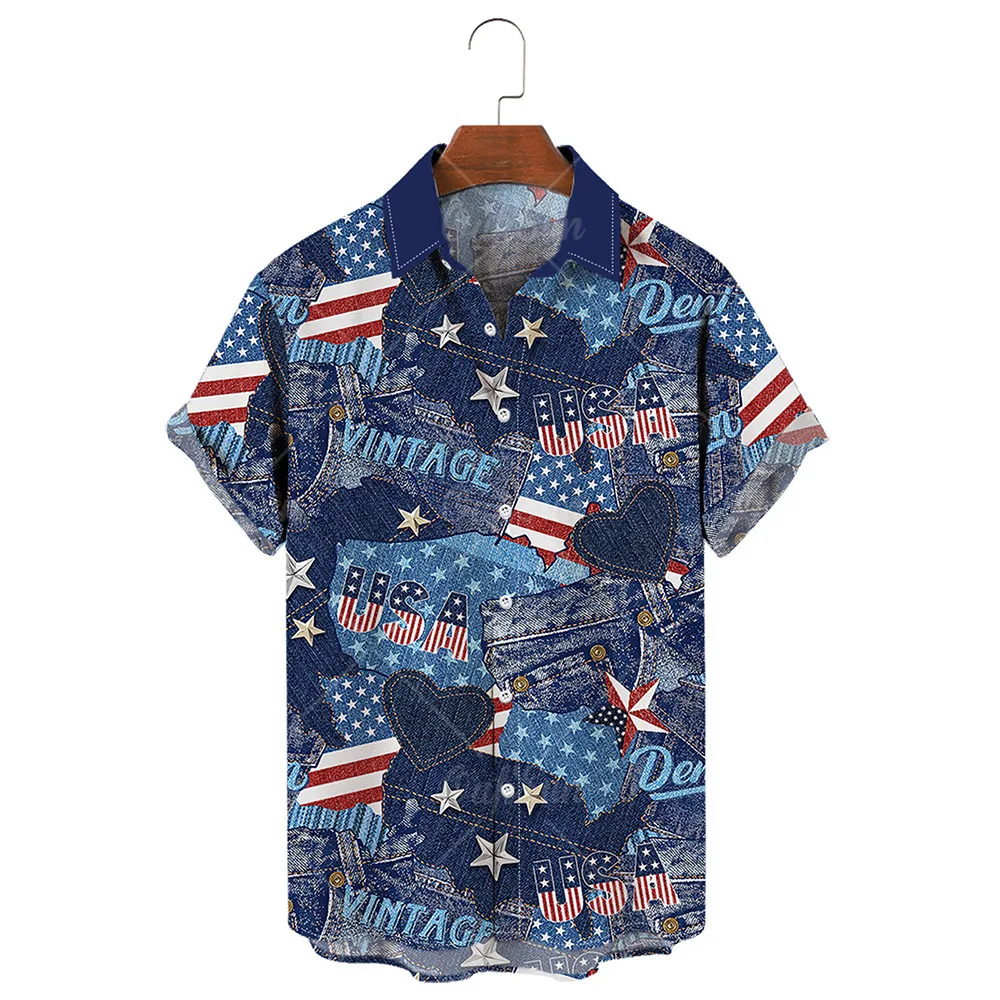 2023 Vintage Shirts Flag Shirts Hawaiian Shirts Summer Casual Shirts Plus Size Short Sleeve Shirts Streetwear  3D Style