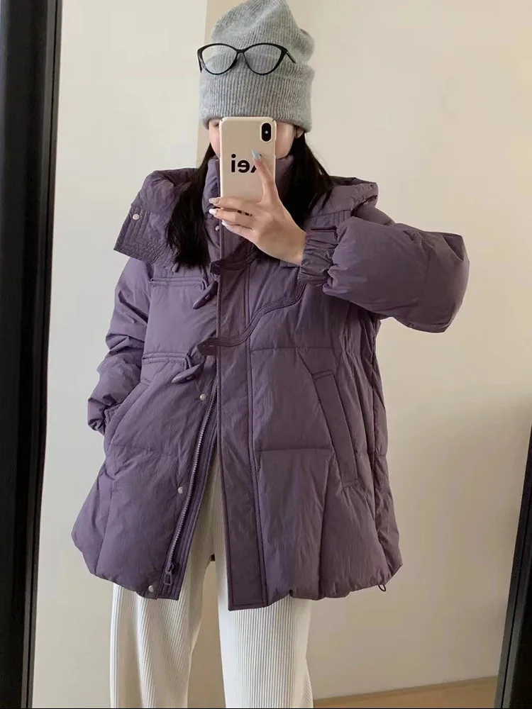 Повседневная модная теплая верхняя одежда на пуговицах с рогами женская длинная