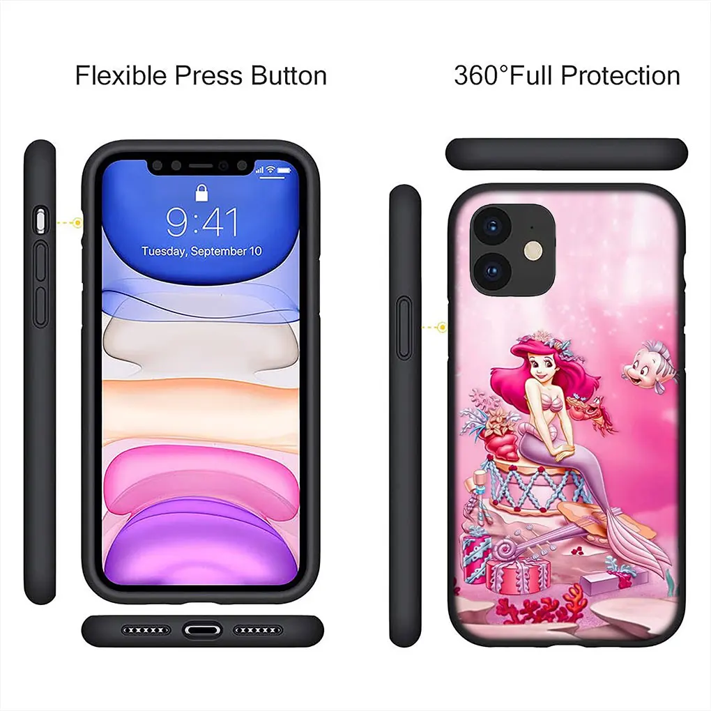 Мягкий чехол D-Disneys Princess для iPhone 16 15 14 13 12 Mini Pro XS Max X XR 7 8 Plus + 15+ телефона