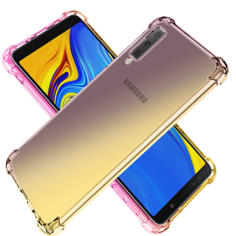 

For Samsung Galaxy A7 2018 Phone Case,Hybrid Gradient TPU Bumper Shock Absorption Flexible Cover for Samsung Galaxy A8 A9 2018