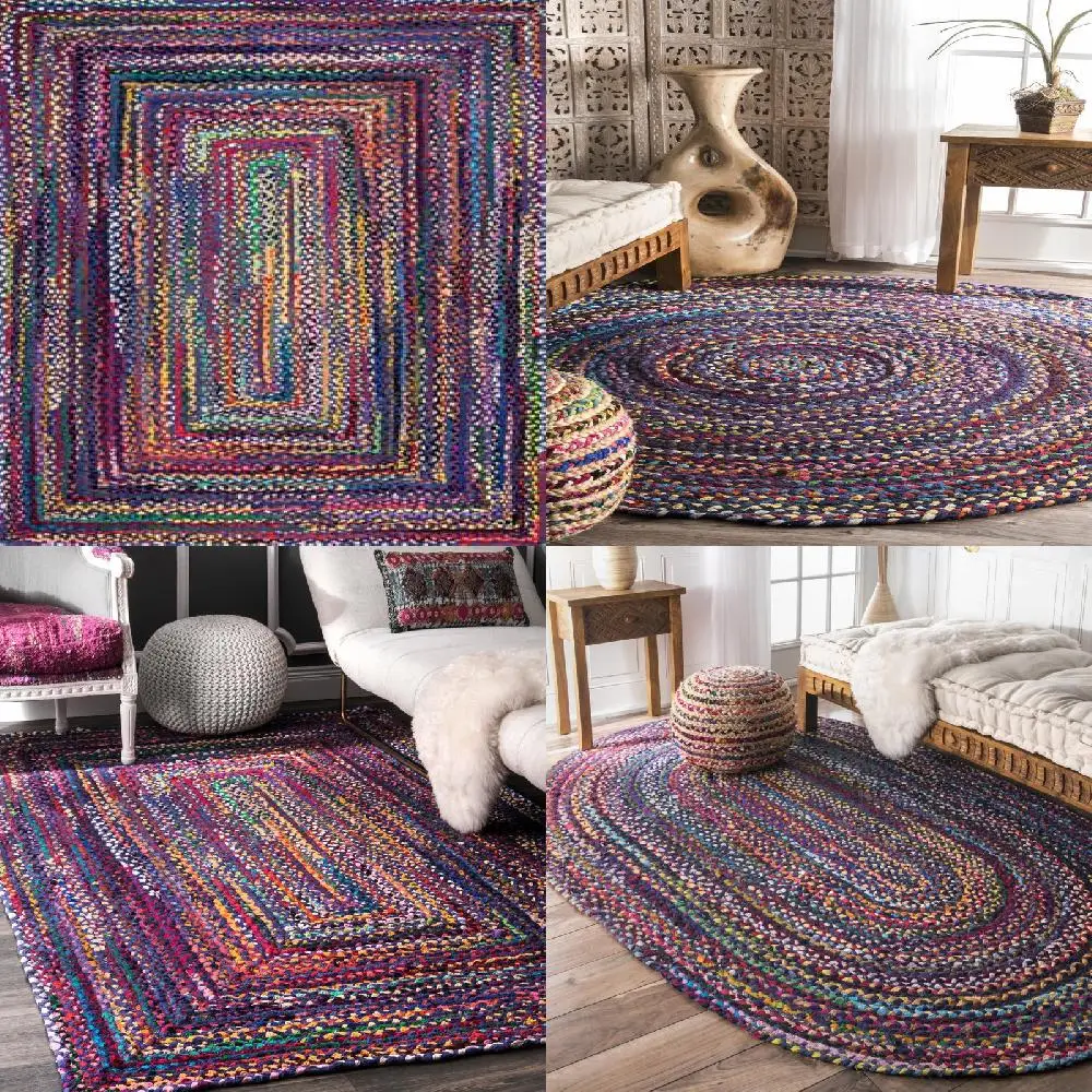 

Gorgeous Blue Hand Braided 5' x 8' Area Rug - Unique Decorative Flooring with Timeless Visual Appeal