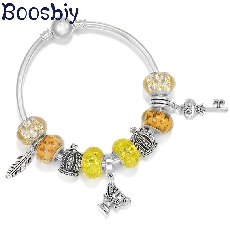 Подвеска-бусина с подвеской в виде короны и чемпиона модный брендовый браслет