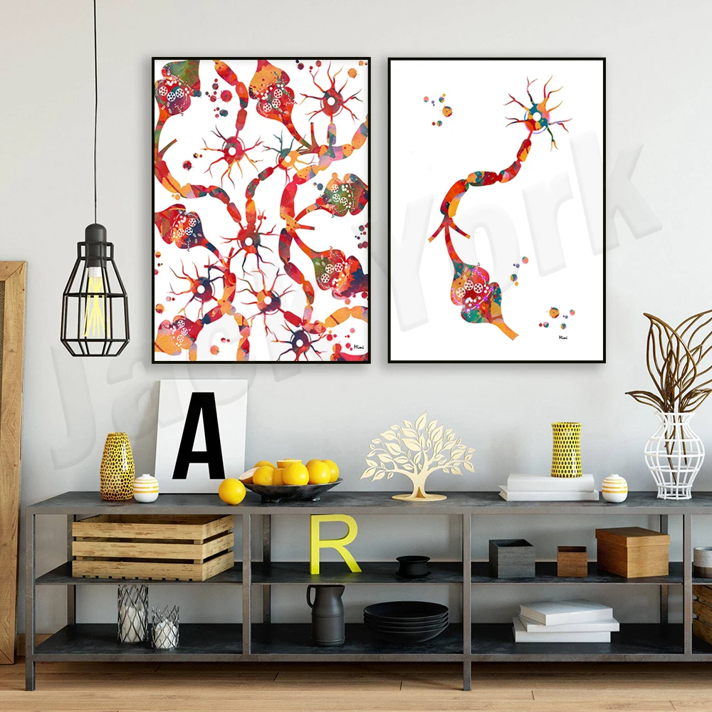 Клетки нейрона акварельные клетки головного мозга научное искусство