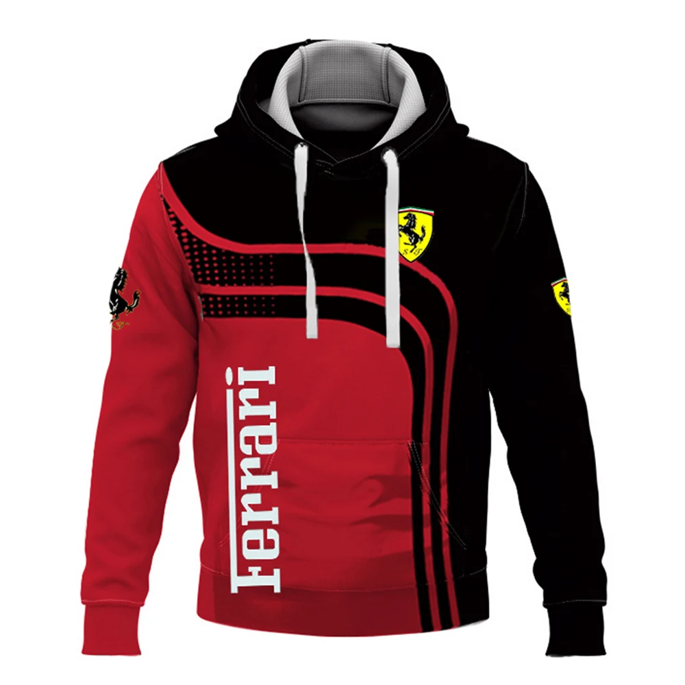Толстовка мужская и женская с 3D-принтом свитшот от Ferrari Logo F1 брендовая уличная