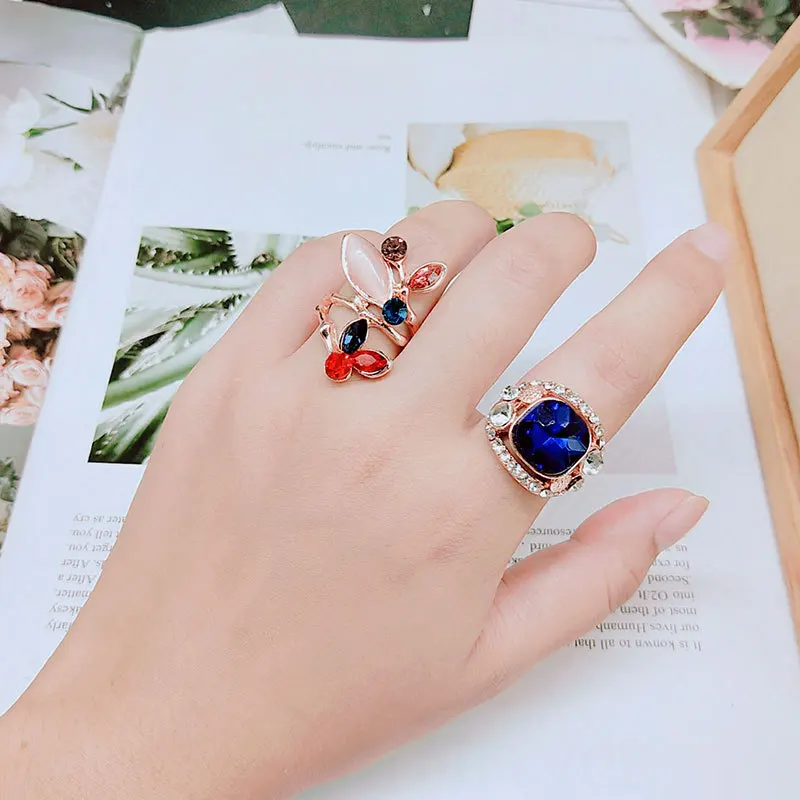 

Exaggerated atmosphere gemstone ring fashion big diamond ring wholesale
