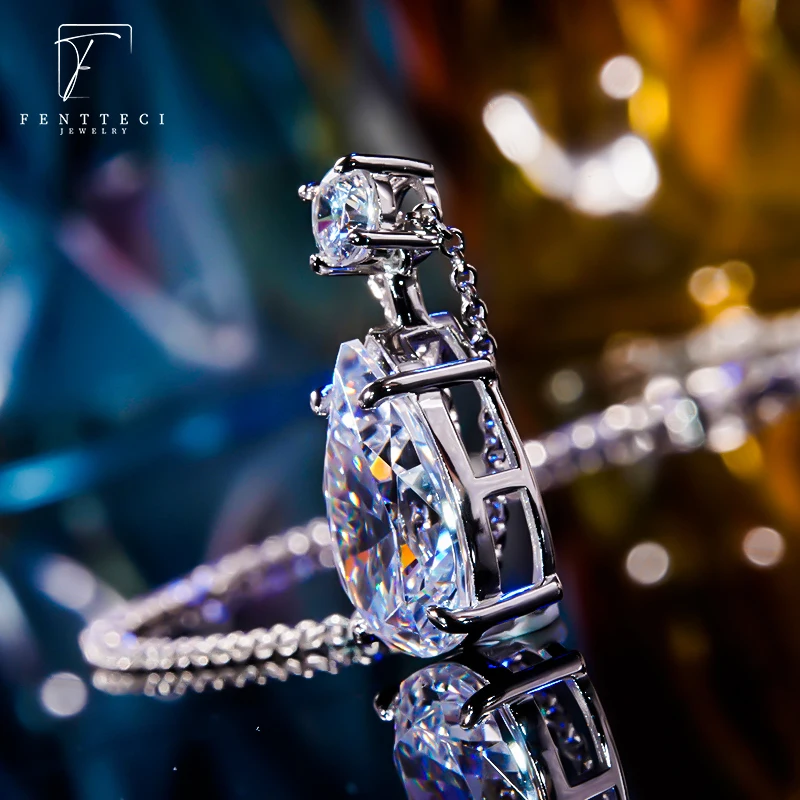 925 Sterling Silver Moissanite 9ct Dove Egg Simulation Diamond Water Drop Necklace Oval Pendant Female Banquet Fine Jewelry