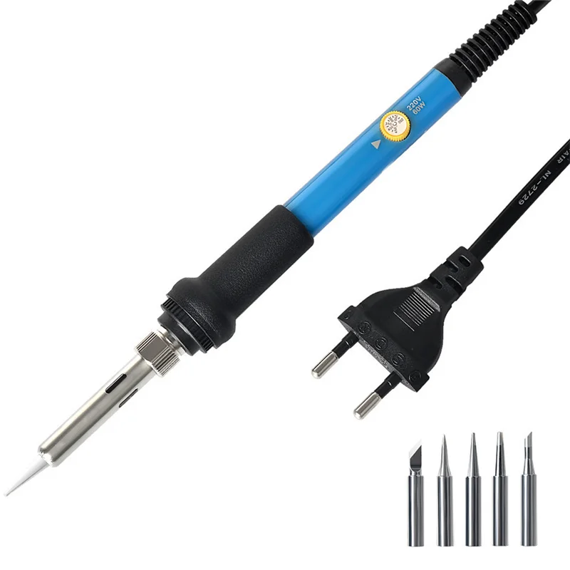 

New Solder Repair 110V/220V 50W Adjustable Temperature Electric Iron Gun Welding Soldering Iron Tool With 5pcs Iron Tips