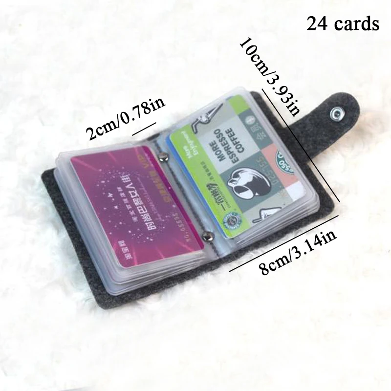 

24 Cards Solts Card Holder Cover Card Fashion Slid Bus Bank Card Holder Credit Card Case Card Bag Creative Slim Wool Felt Wallet