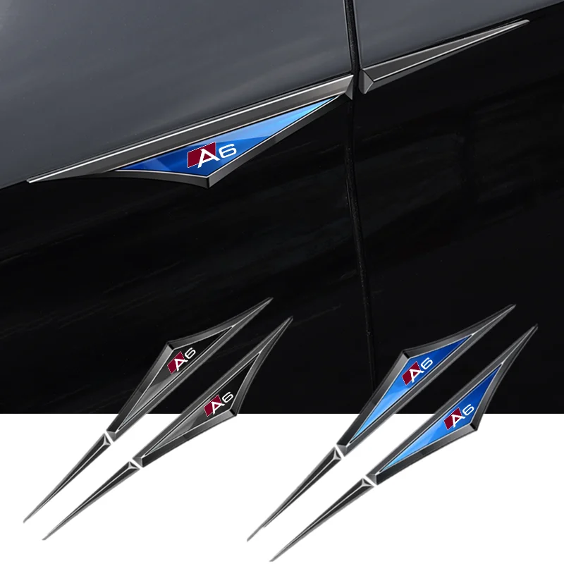 

Car Door Fender Side Blade Badge Car Body Protective Metal Sticker For Audi A6 S6 1998 1999 2011 2012 2013 2014 2019 2020-2023