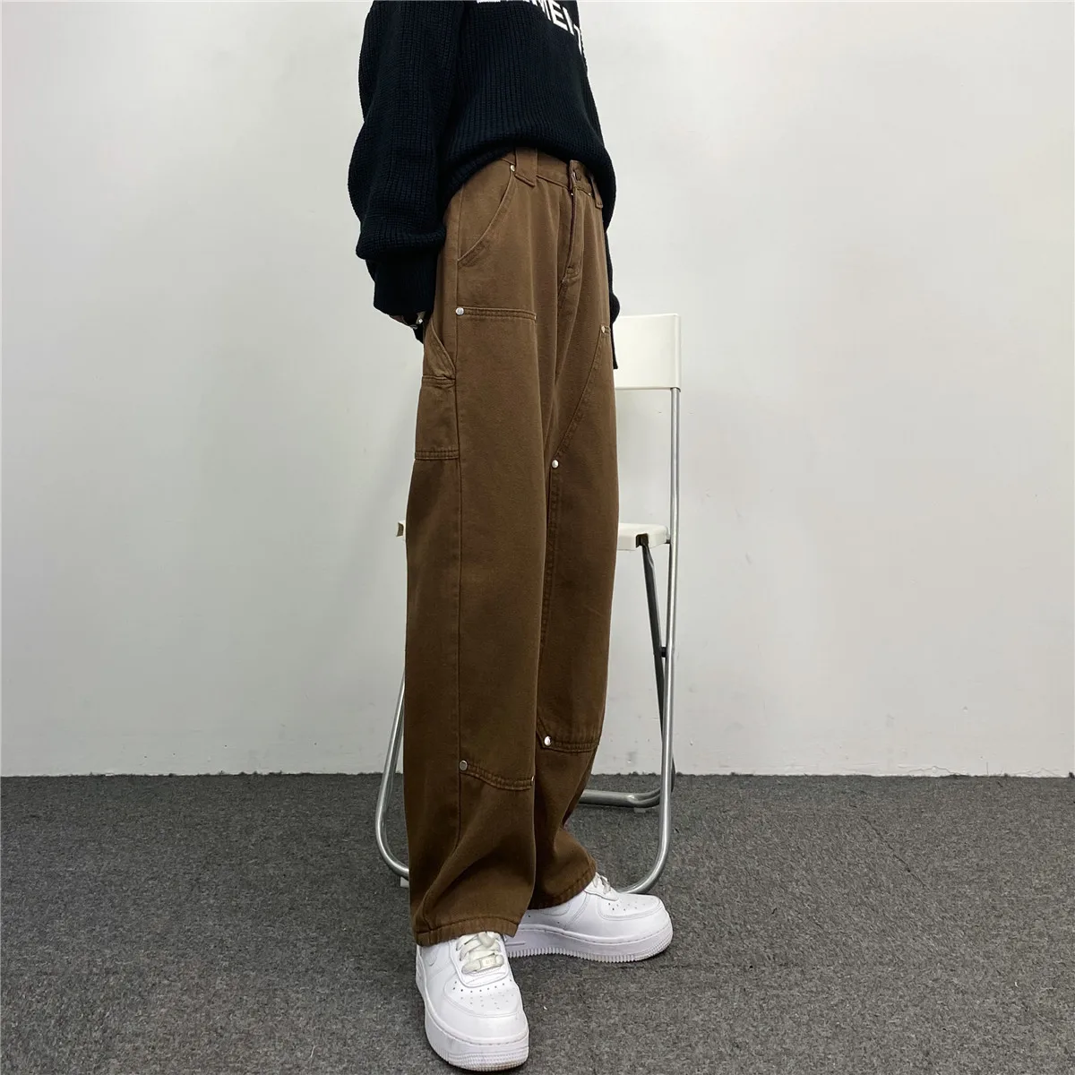 Pants Men's Jeans Hip Hop Loose Jeans Rivet Workwear Straight Loose Pants Women's Loose Jeans y2k Men's Jeans Casual Men Casual