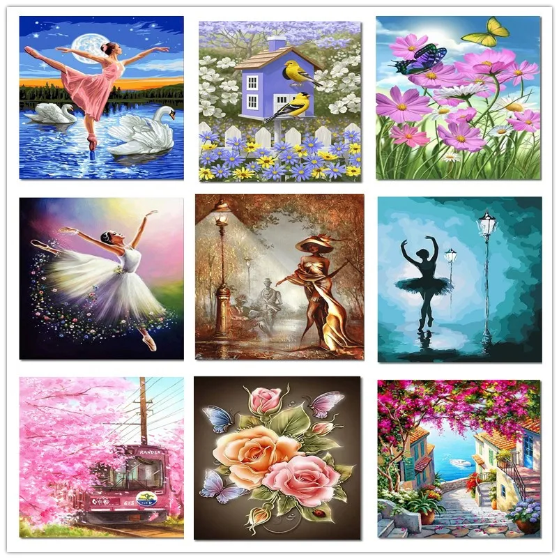 

5D алмазная живопись «сделай сам», красивый цветок, танцующая девушка, полная круглая Алмазная мозаика «сделай сам», алмазная вышивка крести...