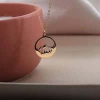 stainless steel necklace mountain necklace wanderlust necklace the mountains are calling mountain jewelry mountain pendant