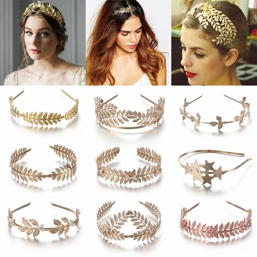 

Golden Hair Jewelry Headpiece Tiara Bride Headbands Hair Hoop Leaves Hair Bands Wedding Hair Accessories