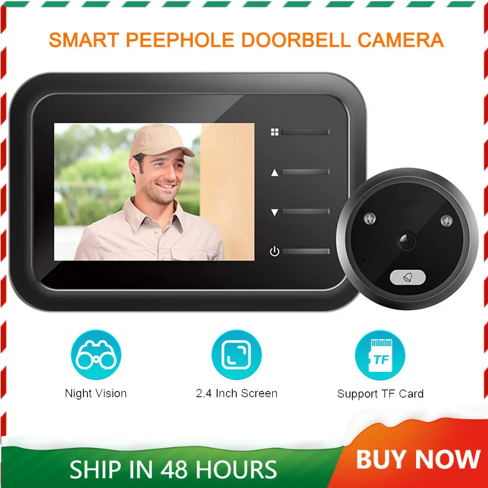 

Smart Video Peephole Doorbell Camera 2.4Inch Night Vision Viewer Video Door Bell Visual Doorbell Smart Home Outdoor Camera