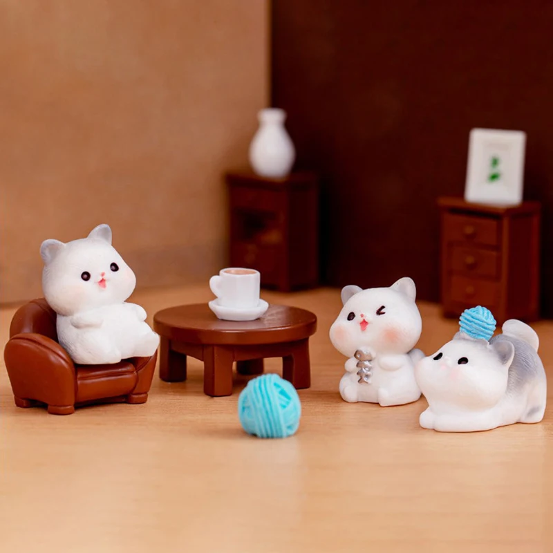 Микро кошки мультяшные фигурки милый котенок миниатюры животные пейзажные