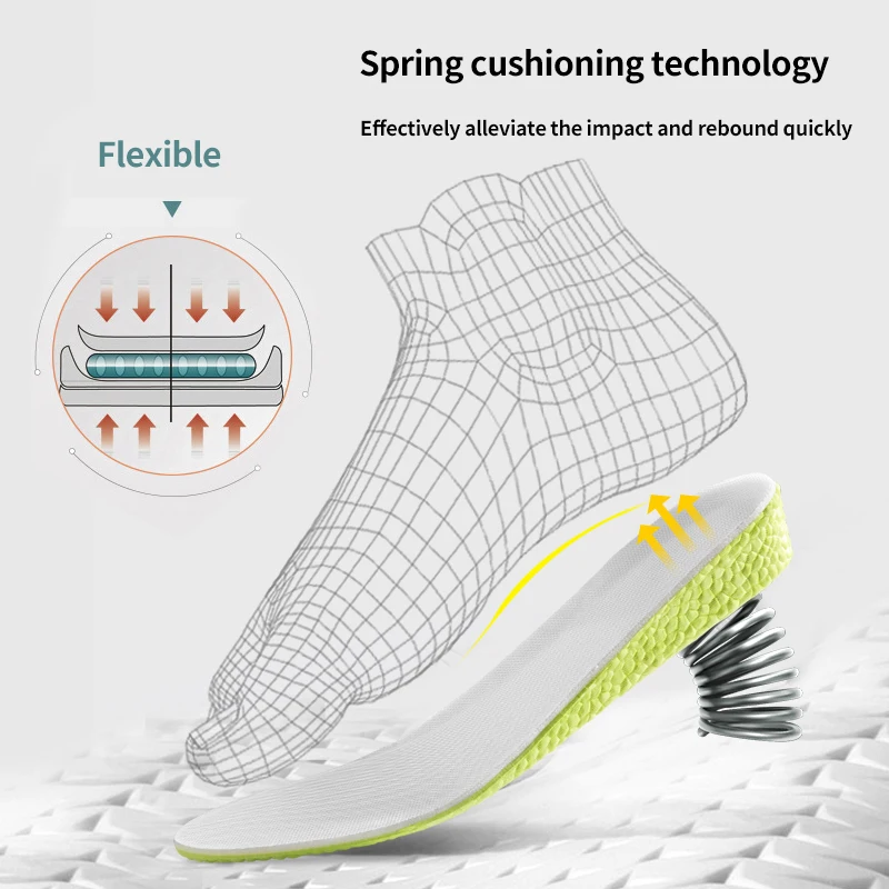2023 1.5-3.5cm Invisible Height Increase Insoles Green Memory Foam Shoes Sole Pad Breathable Comfortable for Men Women Feet Care