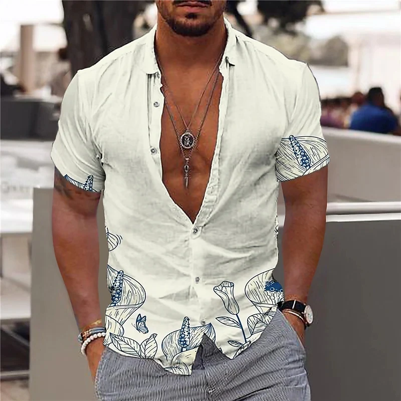 2023 Hawaiian Tropical Men's Shirts Men 3D Printed Beach Holiday Short Sleeve Blouse Harajuku 5xl Oversized Tops Tee Shirt Man images - 6