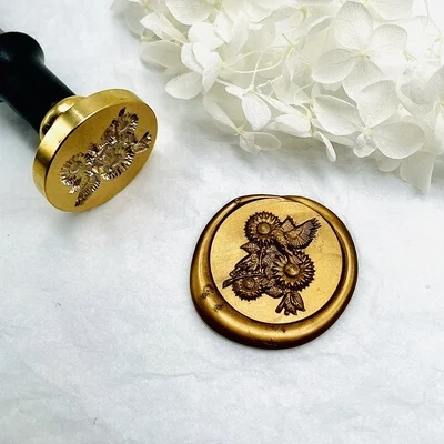 

Креативный штамп с рисунком Колибри подсолнуха, специальная форма, восковая печать, штамп, лаковая печать, головка, свадебная поздравительн...