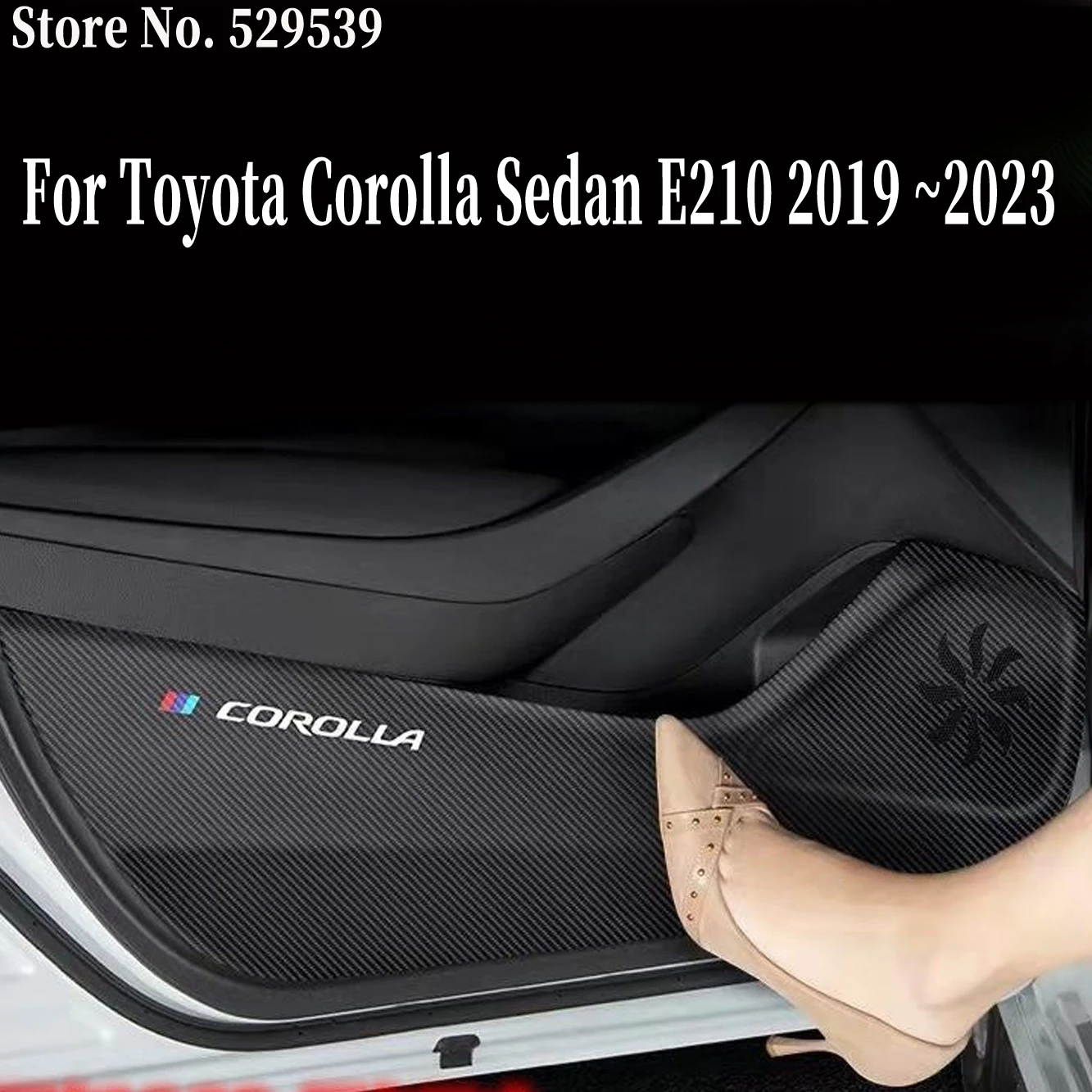 

Car Door Panel Sticker Anti-kick Protector Interior Mat Decoration Kick Pad for Toyota Corolla Sedan Altis Hybrid E210 2019~2022