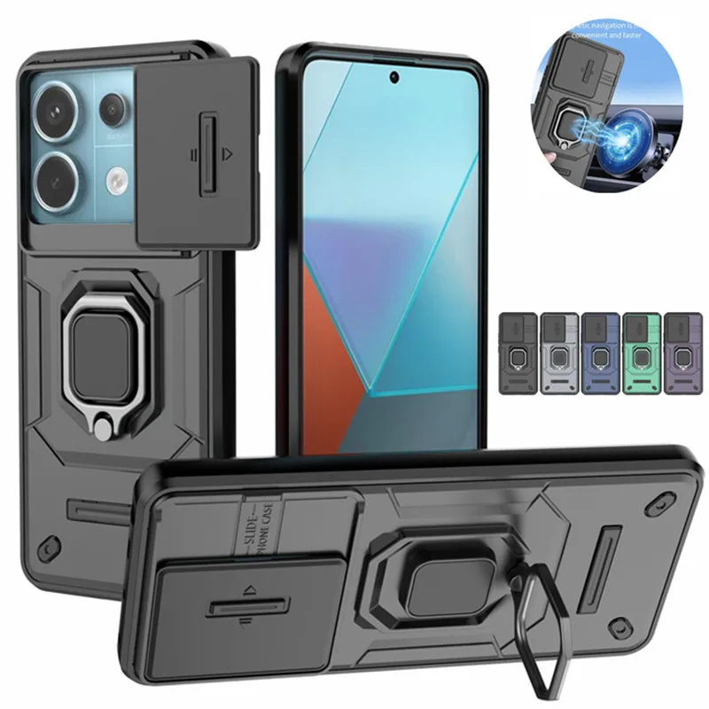 Новый стиль для Poco X6 5G автомобильный магнитный кольцевой бронированный чехол