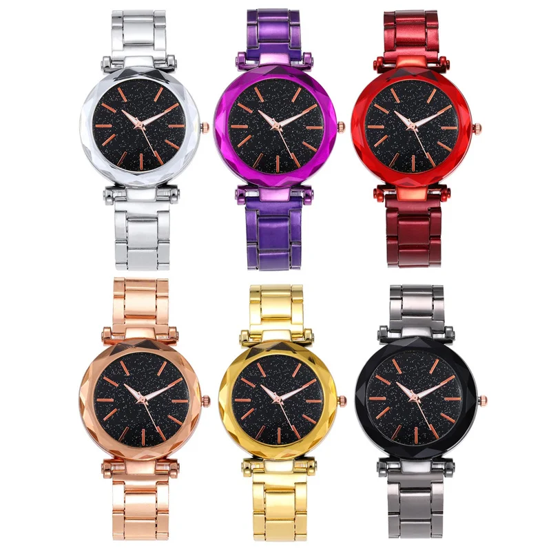 Hot selling color steel band quartz watches for girls