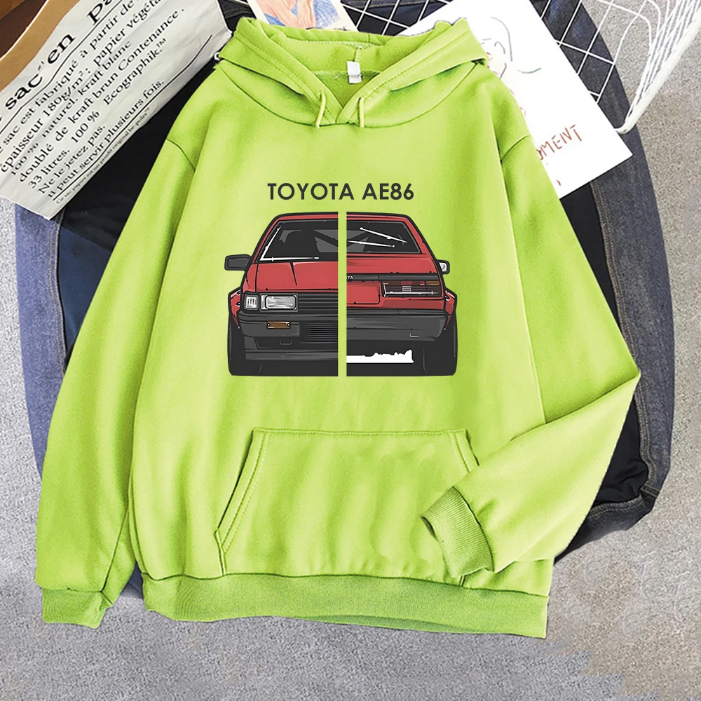 

Initial D Japanese Anime Graphic Hoodie Fujiwara Tofu Shop AE86 Print Sweatshirts Men/Women Black Hooded Sweatshirt Loose Fleece