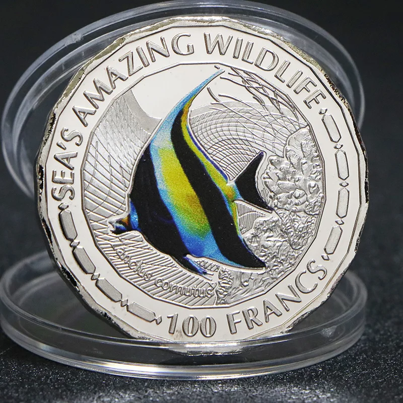 8. красочные посеребренные памятные монеты с изображением дикой природы, Африки, рыбы, льва, коллекционные предметы для коллекции подарков, деловые красивые