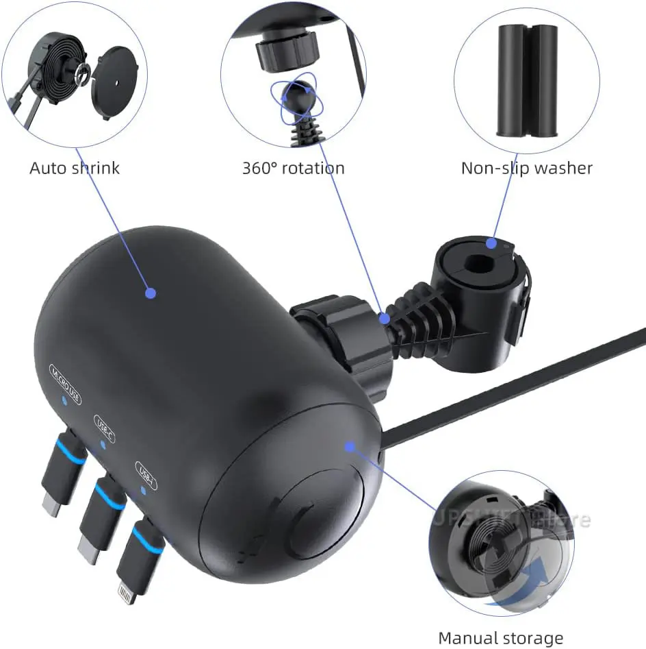 Multi Car Retractable Backseat 3 In 1 Car Charging Station Box for All Phone/IPhone/Samsung/Android/Share Ride Customer Charging